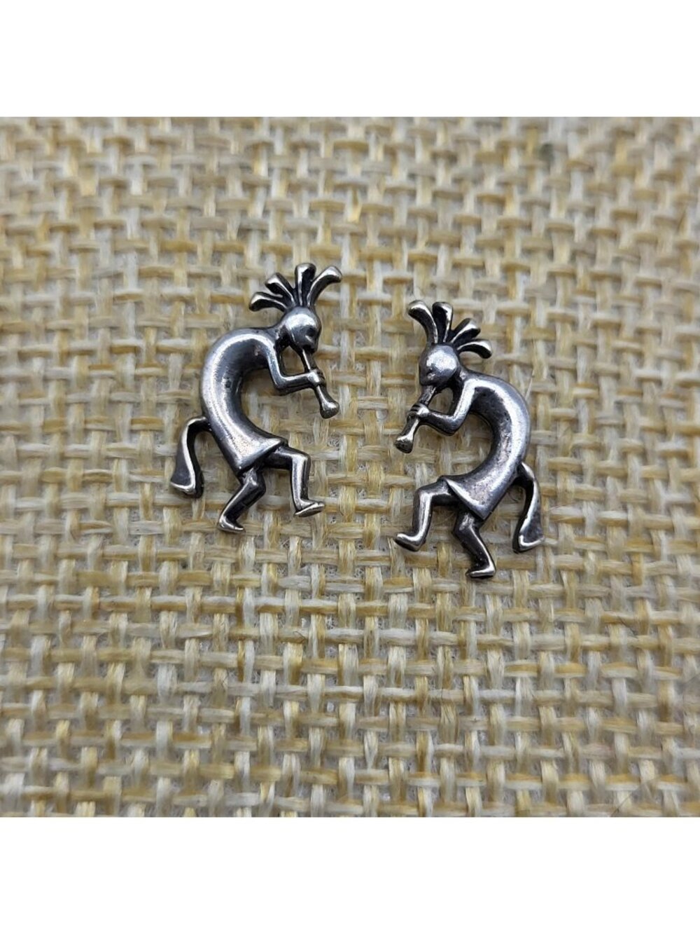 Vintage Sterling Silver Kokopelli Stud Earrings Kachina Southwest Jewelry